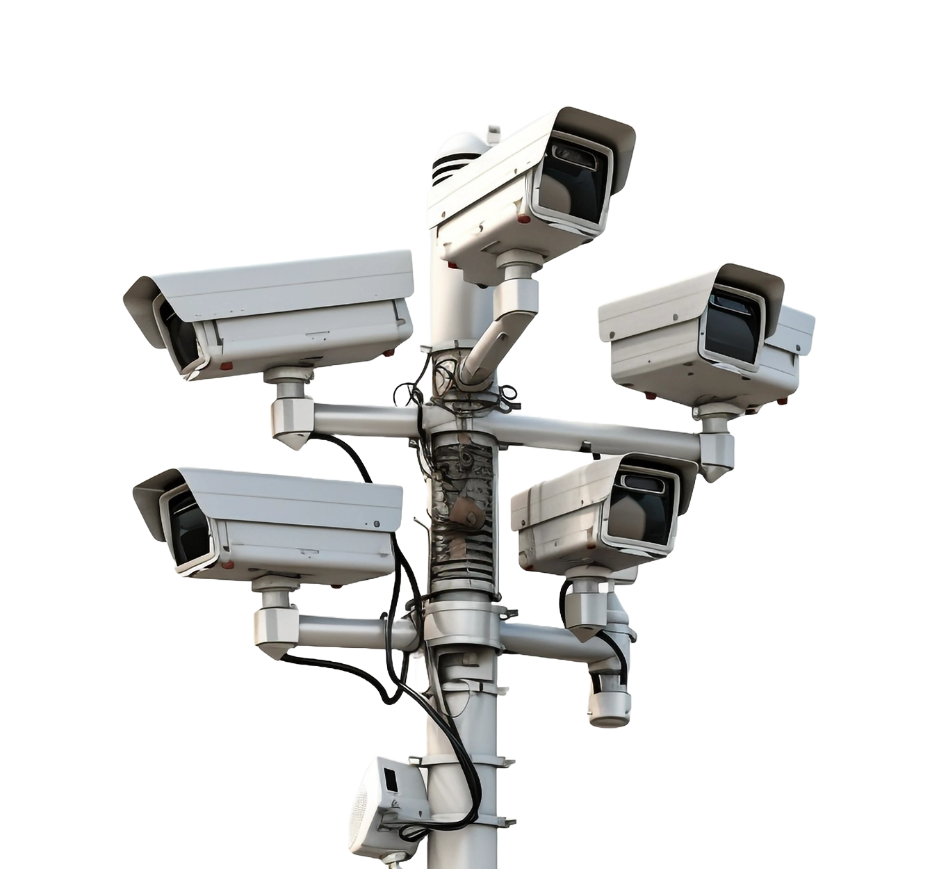 Surveillance camera on a building
